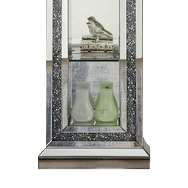 Grandfather Clock With 4 Compartments And Mirror Frame Silver-zoom-