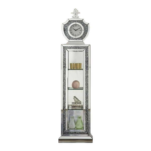 Grandfather Clock With 4 Compartments And Mirror Frame Silver-zoom-