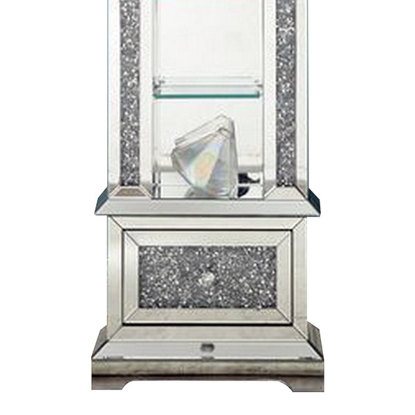 Mirrored Grandfather Clock With 4 Compartments Silver-zoom-