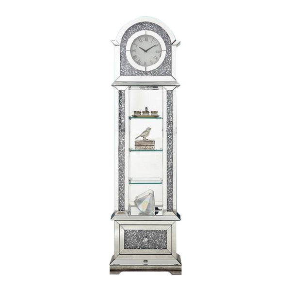 Mirrored Grandfather Clock With 4 Compartments Silver