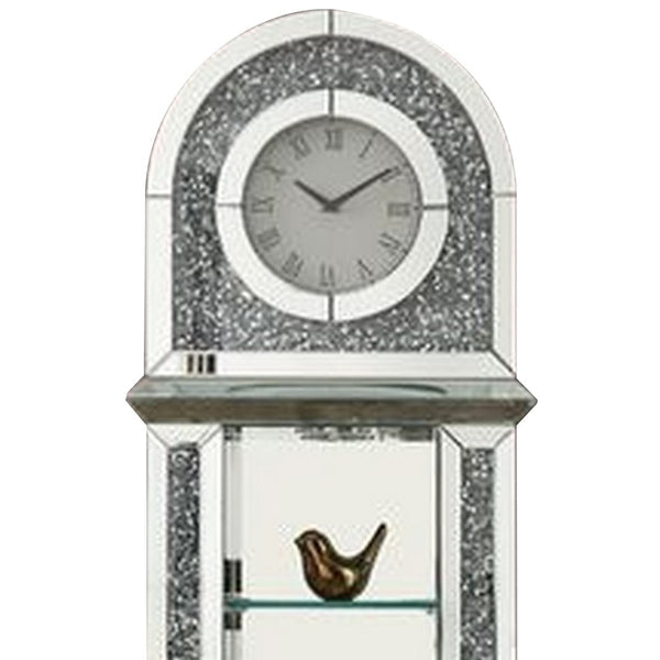 Grandfather Clock With 1 Drawer And Mirror Frame Silver-zoom-3