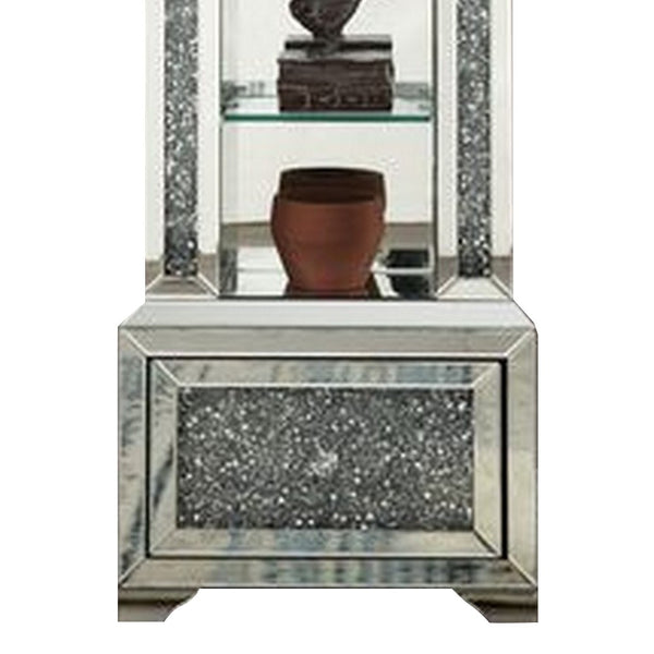 Grandfather Clock With 1 Drawer And Mirror Frame Silver-zoom-5