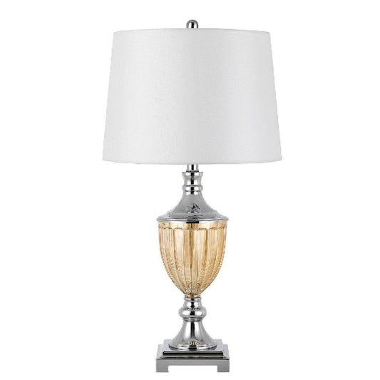 29 Inch Trophy Design Metal Table Lamp Set of 2 Chrome