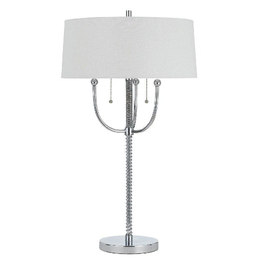 31 Inch Corkscrew Industrial Metal Table Lamp Chrome Silver