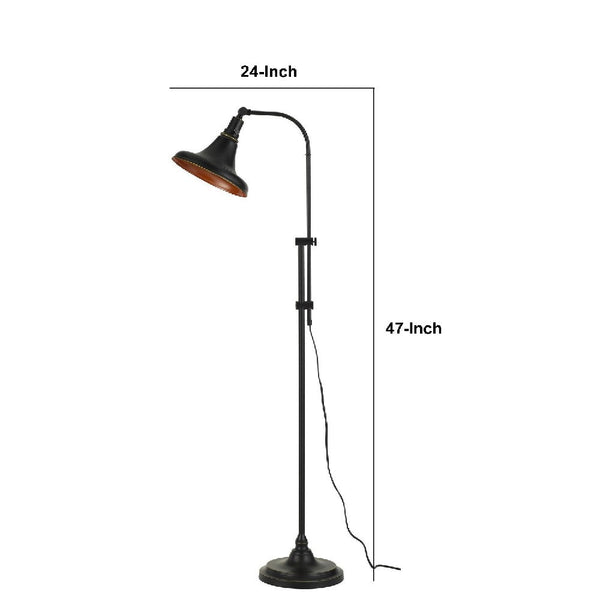 47 Inch Adjustable Metal Floor Lamp And Tapered Shade Black-zoom-5