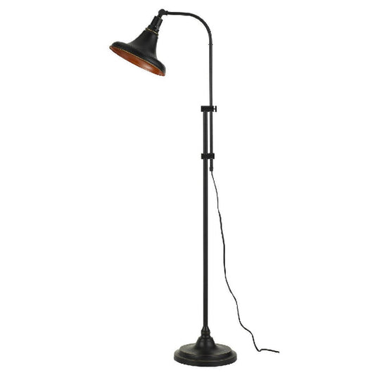 47 Inch Adjustable Metal Floor Lamp And Tapered Shade Black