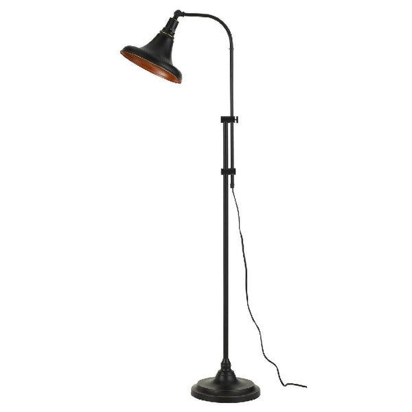47 Inch Adjustable Metal Floor Lamp And Tapered Shade Black