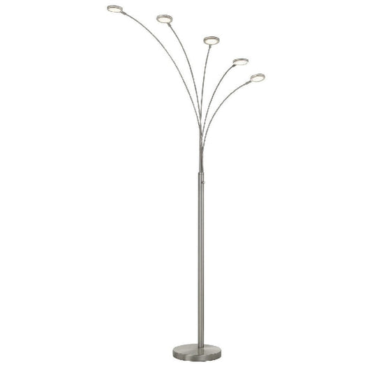 72 Inch Arched Floor Lamp With 5 Branched Led Lights Silver
