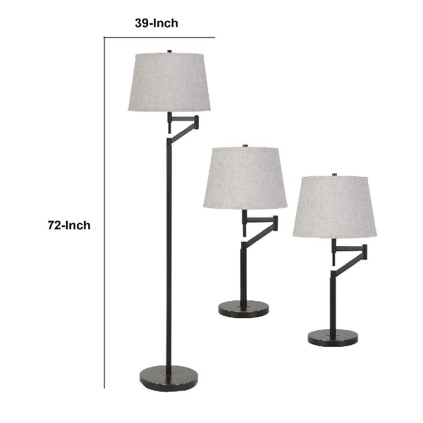 72 Inch Adjusting Floor Lamp Table Lamps Set Of 3 Black-zoom-5