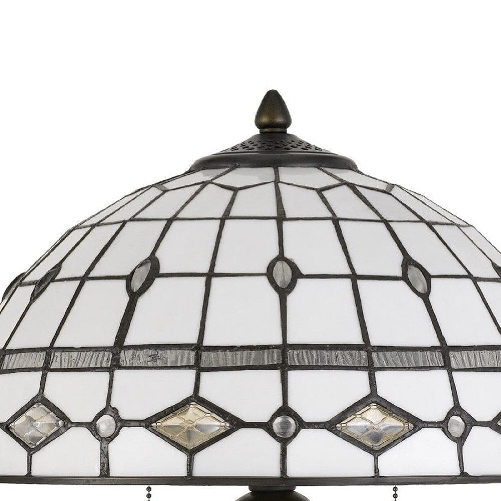 20 Inch Table Lamp with Tiffany Glass Gray Antique Brass-zoom-2