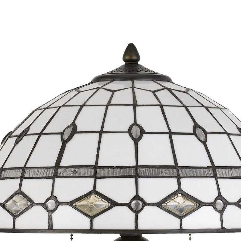 20 Inch Table Lamp with Tiffany Glass Gray Antique Brass-zoom-