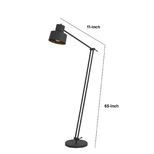 65 Inch Adjustable Modern Industrial Metal Floor Lamp Black-zoom-5