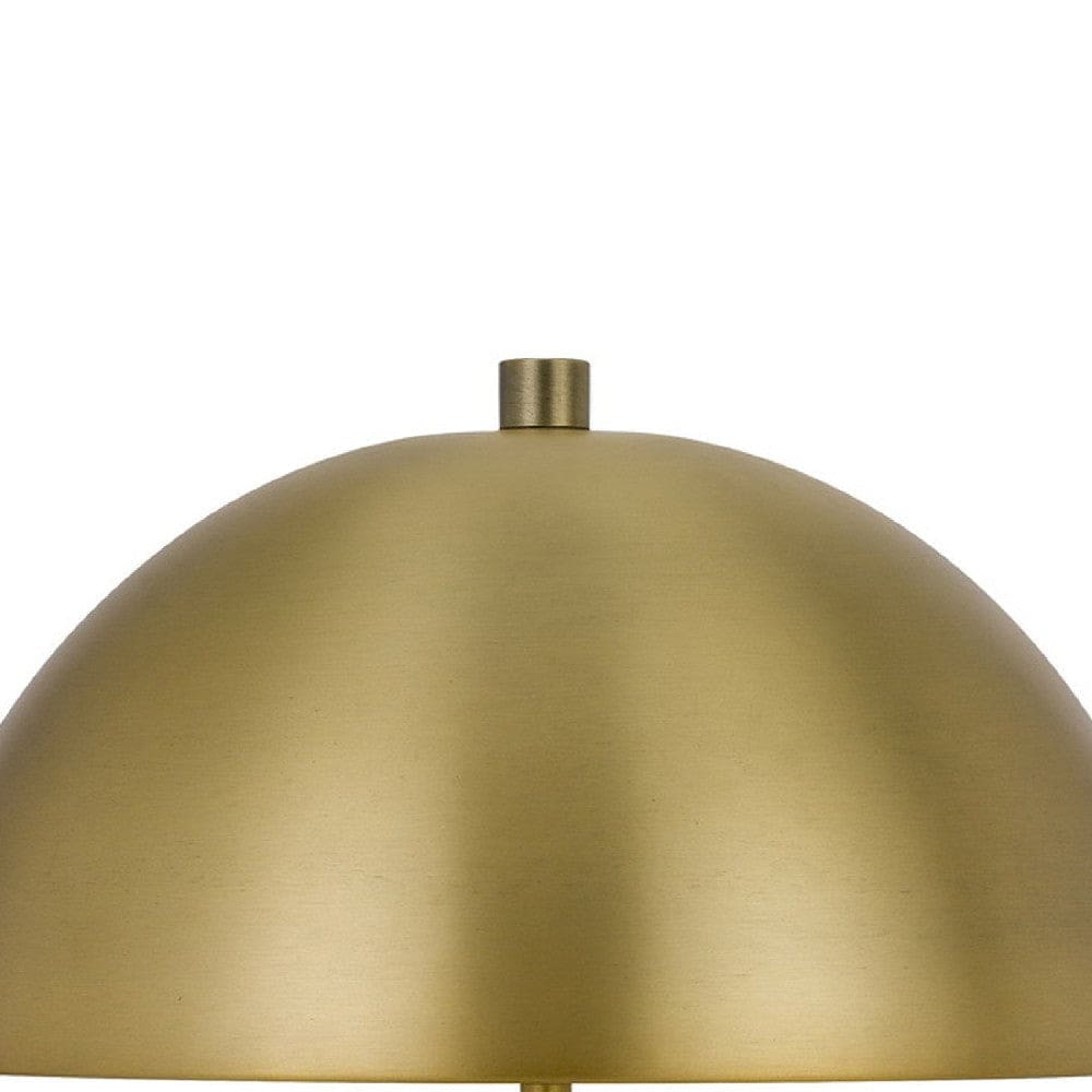 20 Inch Metal Accent Table Lamp with Dome Shade Brass