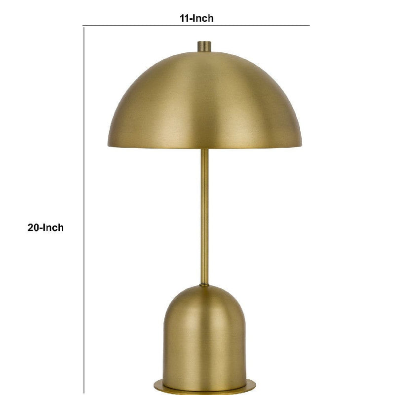 20 Inch Metal Accent Table Lamp with Dome Shade Brass-zoom-