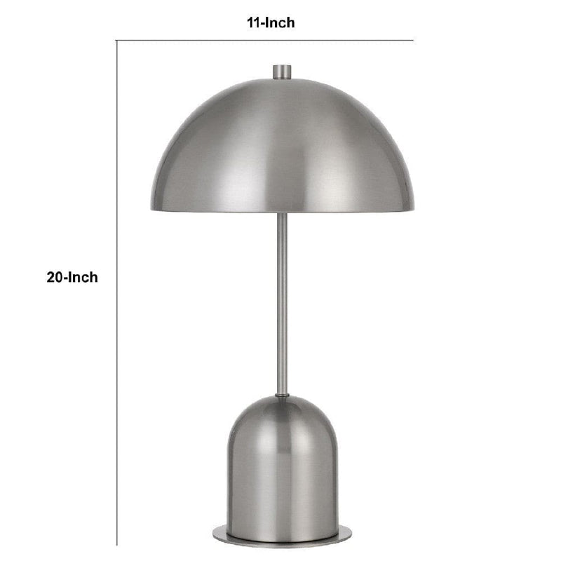 20 Inch Metal Accent Table Lamp with Dome Shade Silver-zoom-