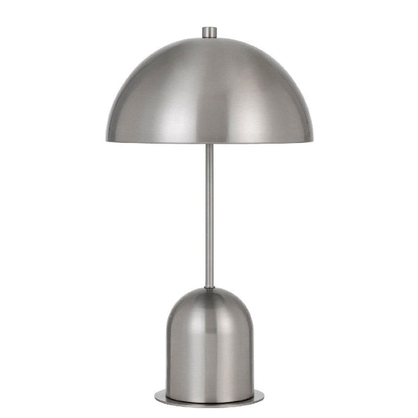 20 Inch Metal Accent Table Lamp with Dome Shade Silver