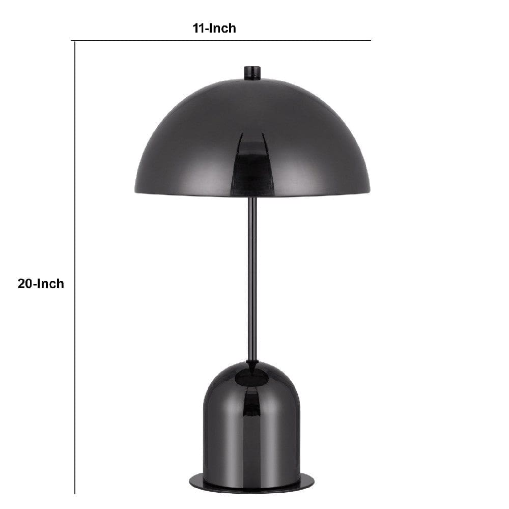 20 Inch Metal Accent Table Lamp Dome Shade Black-zoom-5