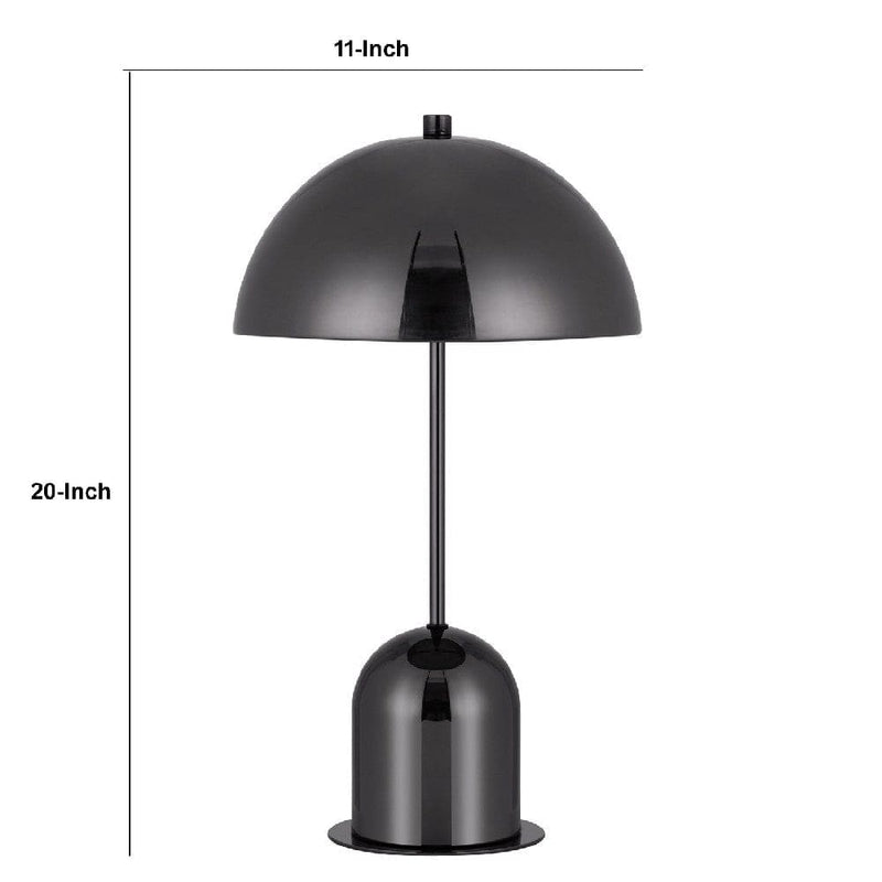 20 Inch Metal Accent Table Lamp Dome Shade Black-zoom-