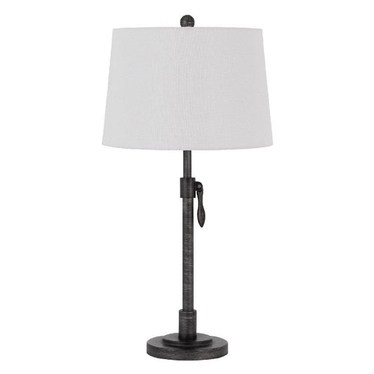 26 Inch Adjustable Metal Table Lamp with Latch Heather Gray