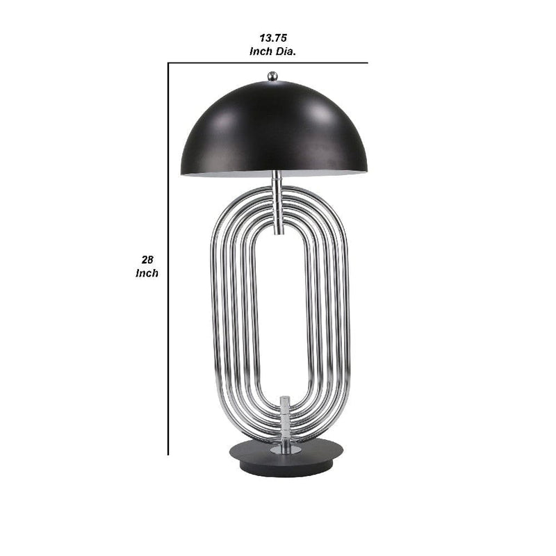 28 Inch Abstract Table Lamp with Metal Dome Shade Silver-zoom-