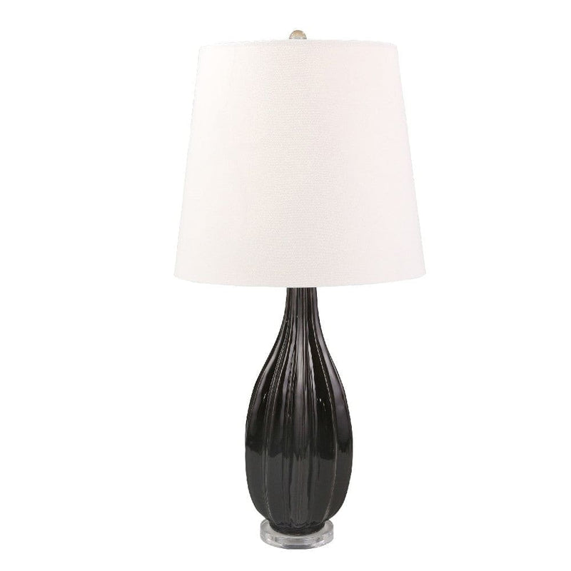 36 Inch Faceted Table Lamp with Bowling Pin Shape Black-zoom-