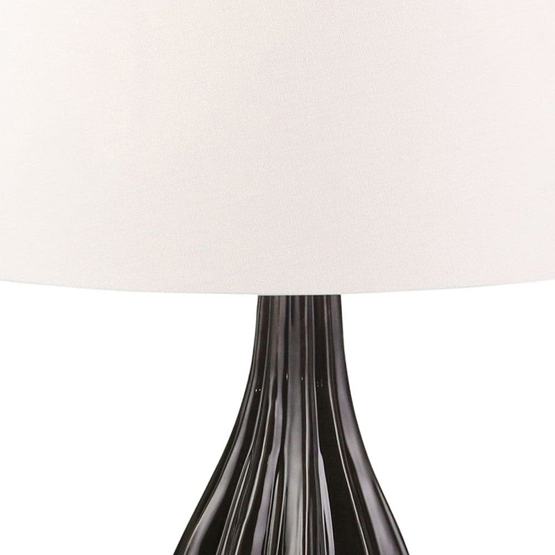 36 Inch Faceted Table Lamp with Bowling Pin Shape Black-zoom-
