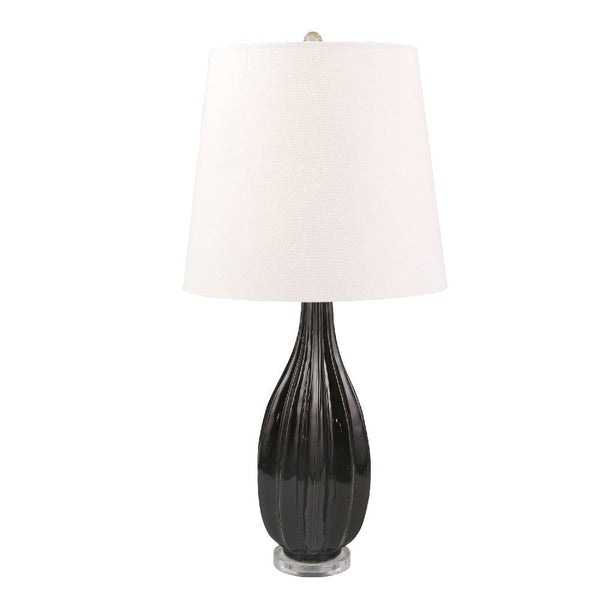 36 Inch Faceted Table Lamp with Bowling Pin Shape Black