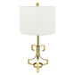29 Inch Table Lamp with Scrolled Accents Drum Shade Gold