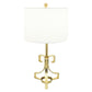 29 Inch Table Lamp with Scrolled Accents Drum Shade Gold