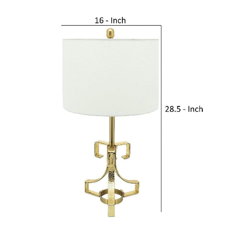 29 Inch Table Lamp with Scrolled Accents Drum Shade Gold-zoom-