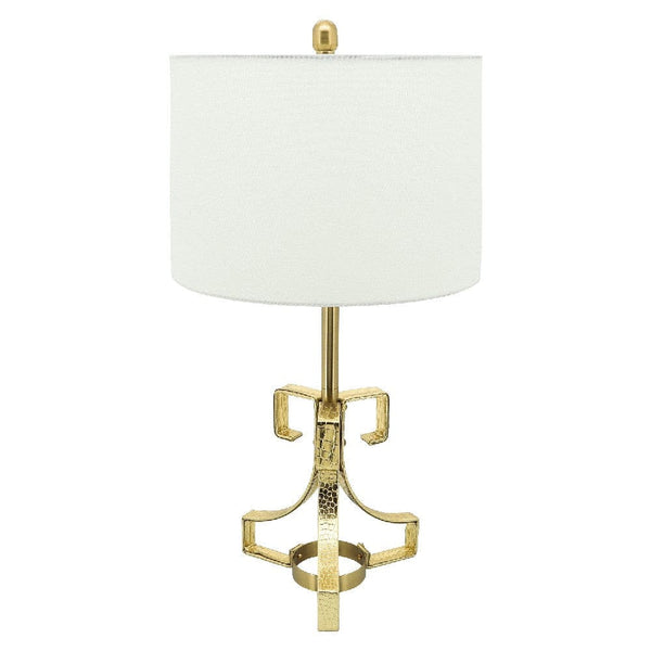 29 Inch Table Lamp with Scrolled Accents Drum Shade Gold