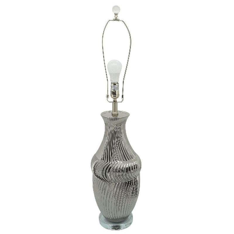 36 Inch Table Lamp with Metallic Spiral Design Silver-zoom-
