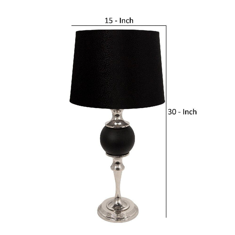 30 Inch Turned Metal Table Lamp with Ball Accent Black-zoom-