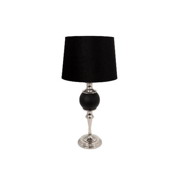 30 Inch Turned Metal Table Lamp with Ball Accent Black