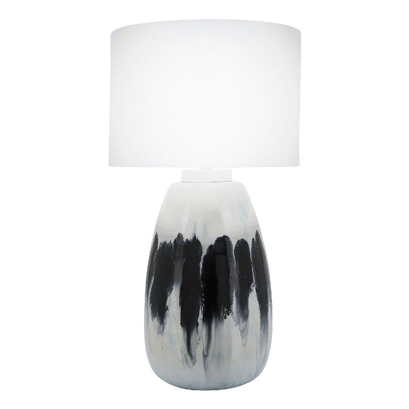 27 Inch Table Lamp with Painted Art Body Black and White-zoom-