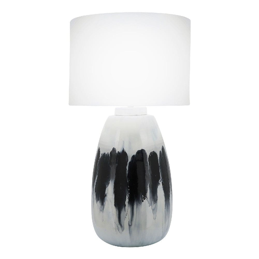 27 Inch Table Lamp with Painted Art Body Black and White