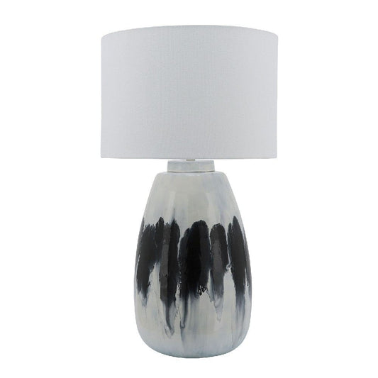 27 Inch Table Lamp with Painted Art Body Black and White