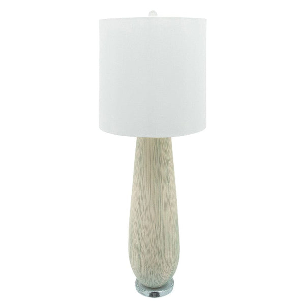 41 Inch Table Lamp with Natural Ceramic Body Off White