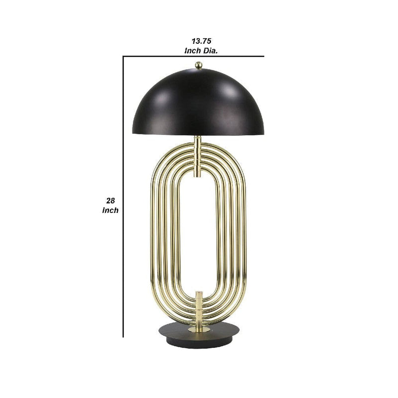 28 Inch Abstract Table Lamp with Metal Dome Shade Black-zoom-