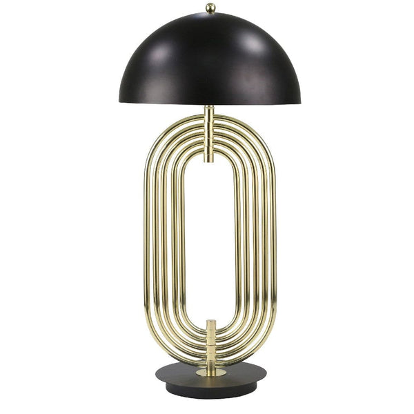 28 Inch Abstract Table Lamp with Metal Dome Shade Black