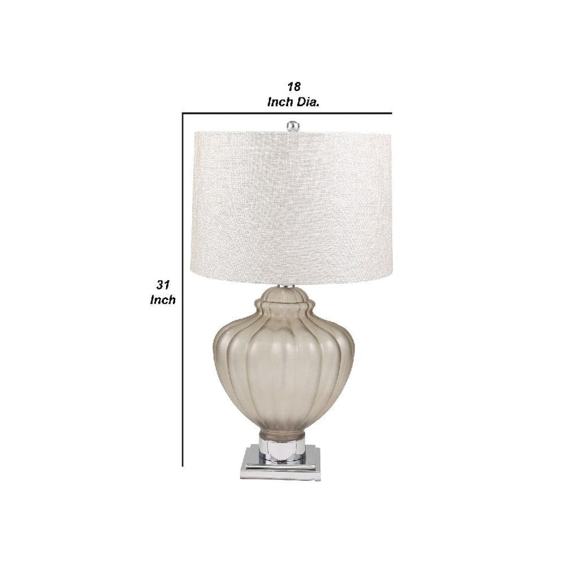 31 Inch Table Lamp with Urn Shaped Glass Faceted Body Gray-zoom-