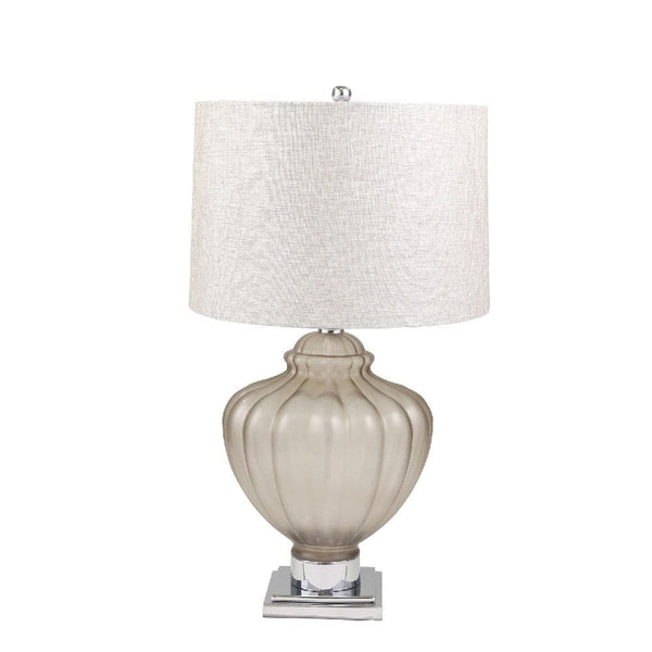 31 Inch Table Lamp with Urn Shaped Glass Faceted Body Gray