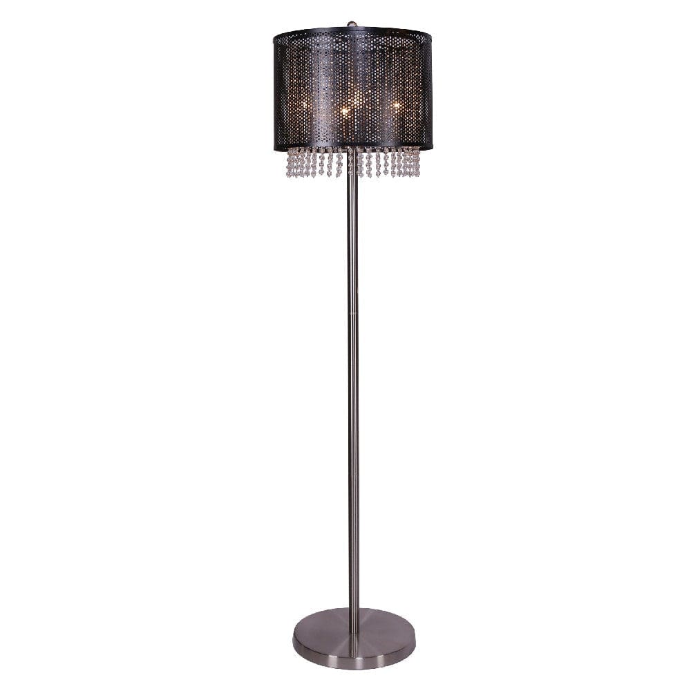 64 Inch Floor Lamp With Mesh Shade And Hanging Beads Black-zoom-1