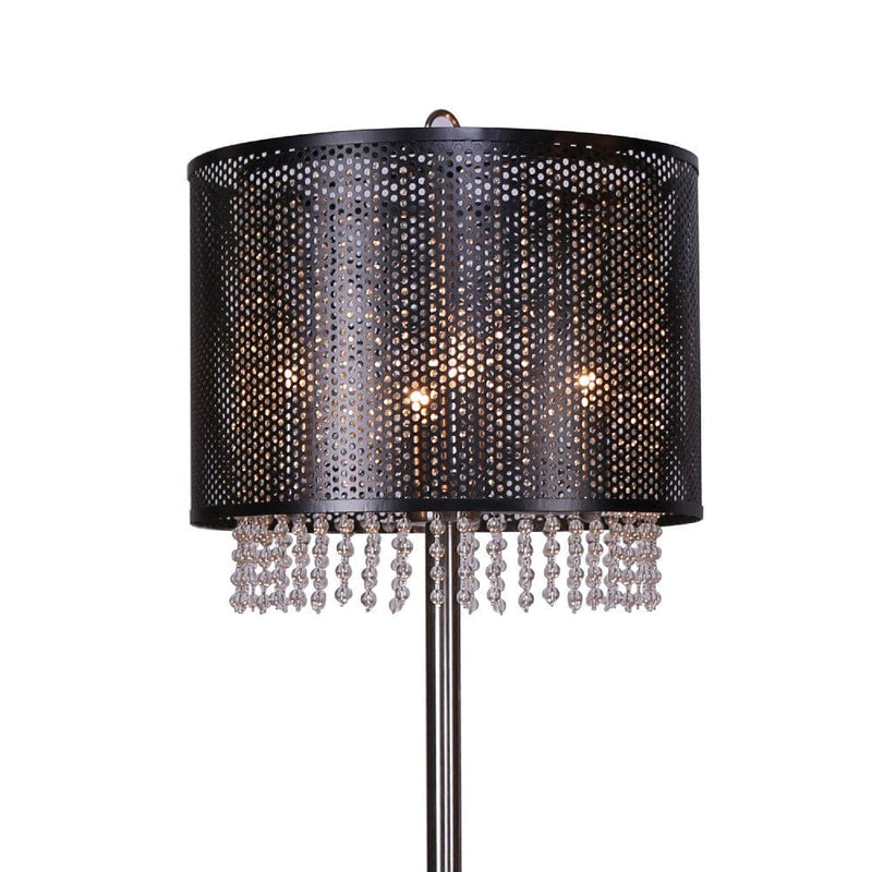 64 Inch Floor Lamp With Mesh Shade And Hanging Beads Black-zoom-