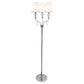 65 Inch Floor Lamp With 3 Flared Glass Accent Arms Silver