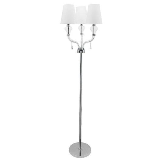 65 Inch Floor Lamp With 3 Flared Glass Accent Arms Silver