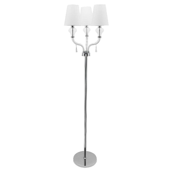 65 Inch Floor Lamp With 3 Flared Glass Accent Arms Silver