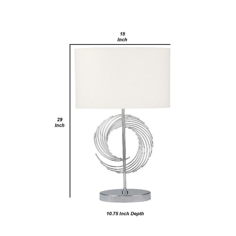 29 Inch Table Lamp with Abstract Spiral Art Design Silver-zoom-
