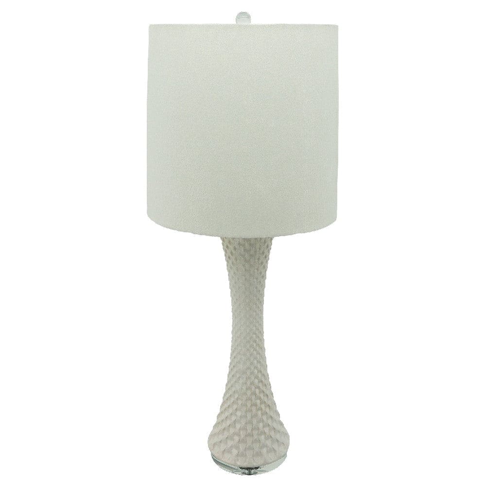 38 Inch Table Lamp with Textured Shell Style Body White-zoom-1