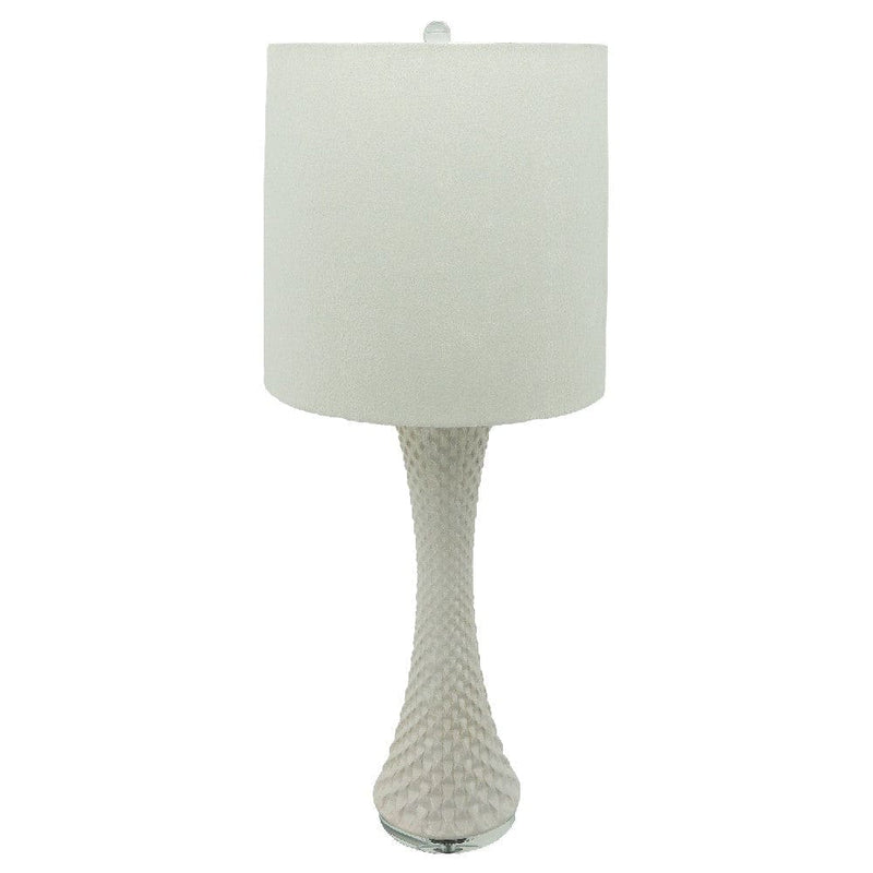 38 Inch Table Lamp with Textured Shell Style Body White-zoom-